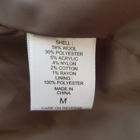 New York & Co. M‎ Wool Short Peacoat Peplum Zipper & Snap Closure Military Brown - Picture 4 of 11